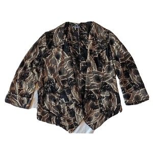 Sparkle & Fade Jacket Womens Medium Blazer Cropped Snake Print Lightweight Black